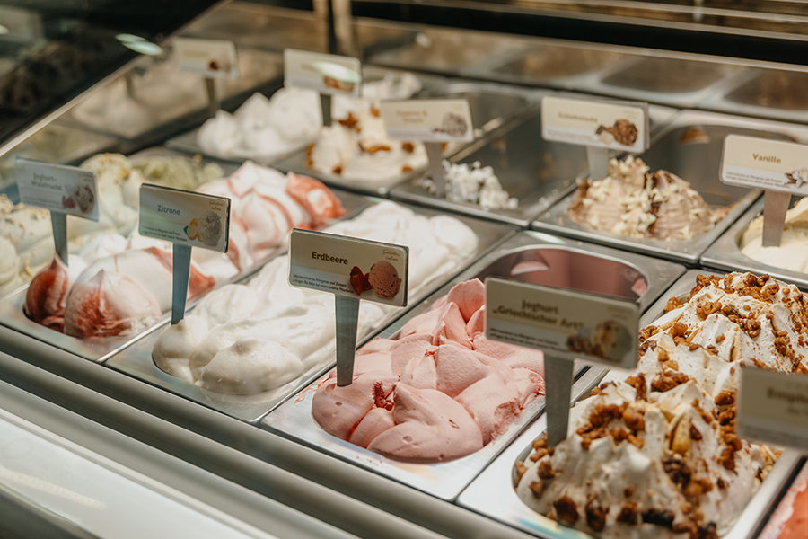 The ice cream selection in the café on the campus of the Medical Faculty (c) Hannah Theil Uni Magdeburg